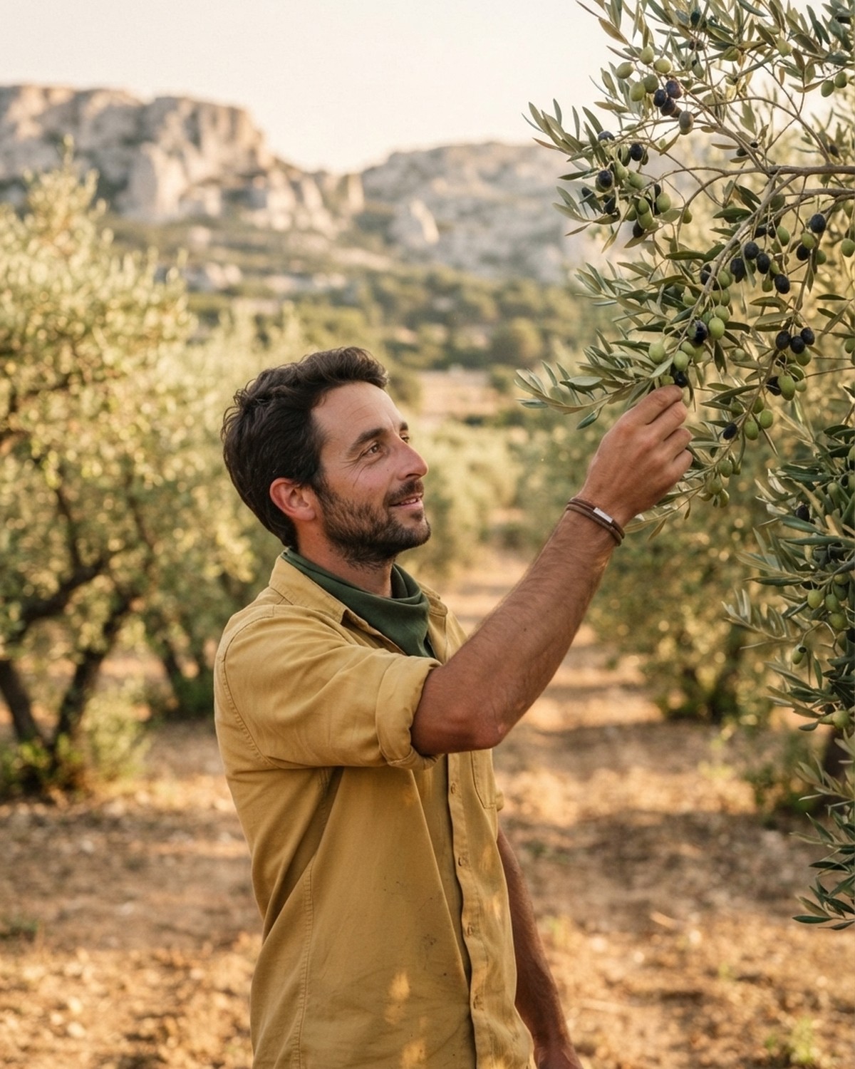 Paul au travail dans l'oliveraie de La Santoline